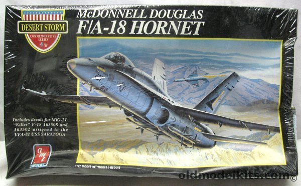 AMT 1/72 McDonnell Douglas F/A-18A Hornet - Desert Storm Issue - Mig-21 Killer #163508 or VMFA-81 USS Saratoga, 8703 plastic model kit